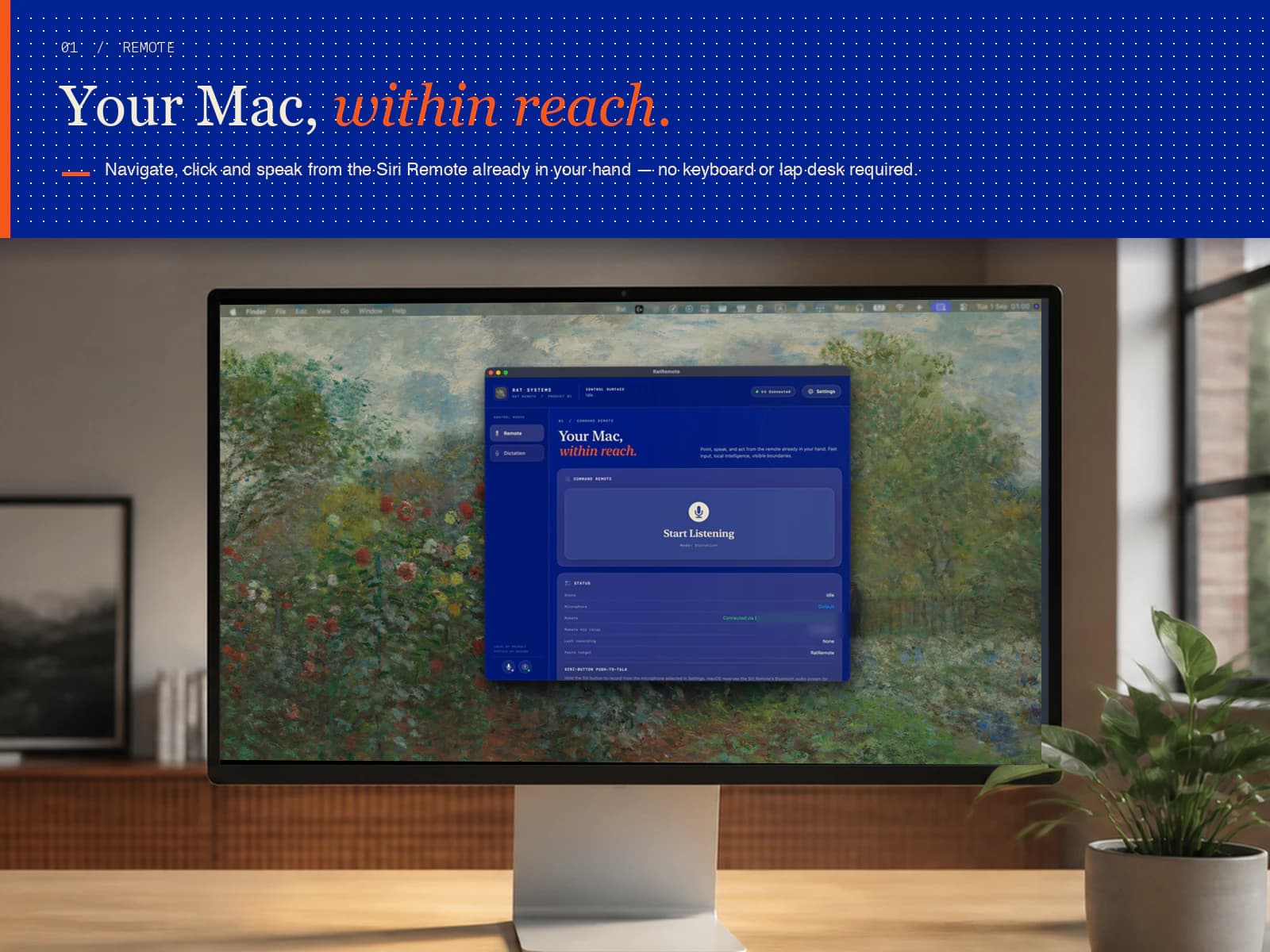 Rat Remote turns a Siri Remote into a living-room pointer, clicker and voice control for Mac